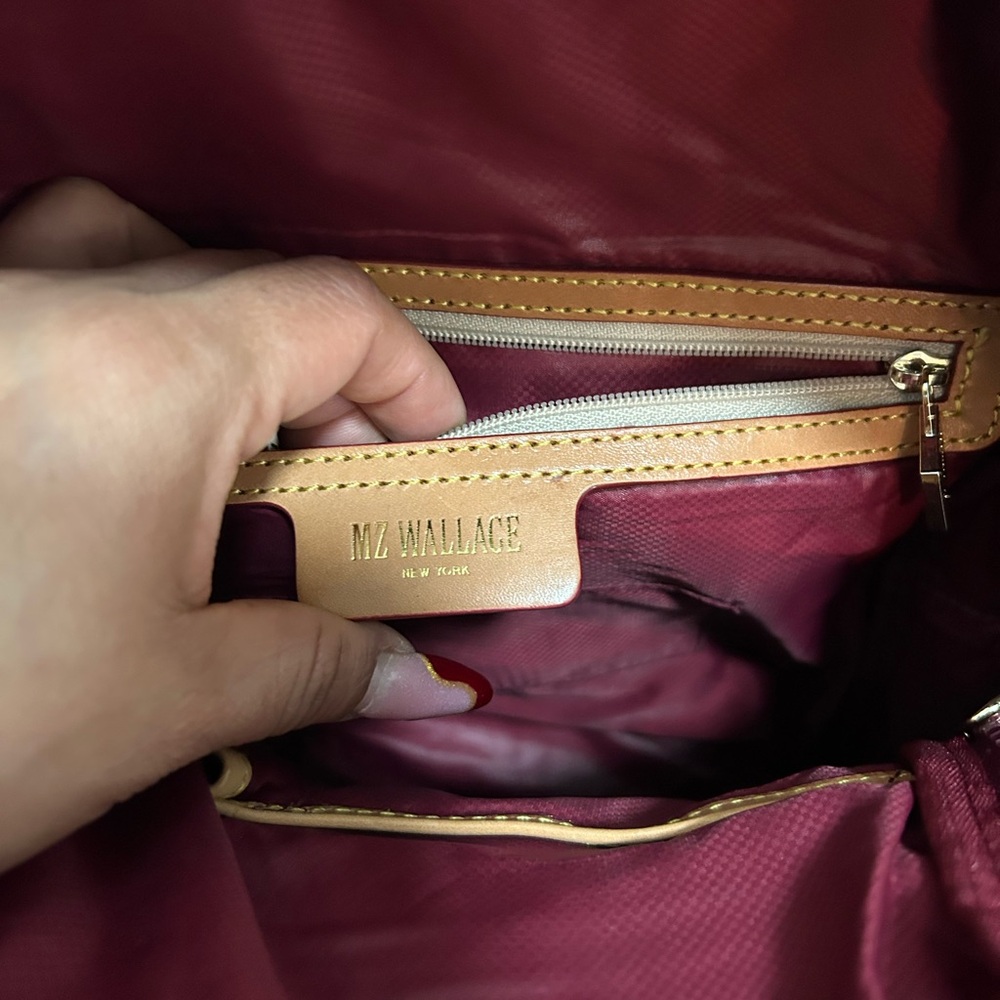 MZ Wallace Burgundy and Tan Backpack